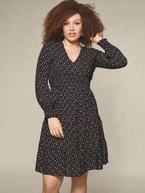 Avon Studio 1886 Black Midi Dress with Floral Print And Sleeves